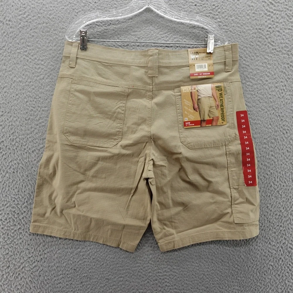 Weatherproof Mens Utility Shorts 34 Oxford Tan Stretch Cargo Ripstop NEW